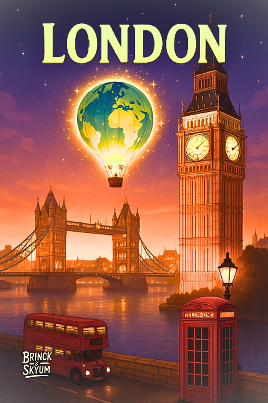 LONDON | Børneplakat Big Ben, paraplyer og drømme