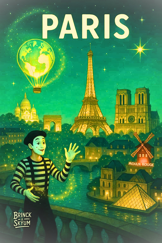 PARIS | Børneplakat Eiffeltårn, stjerner og drømme